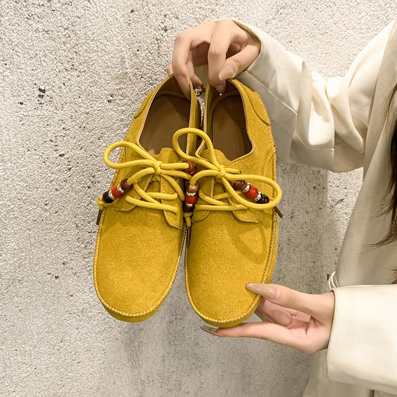 Женские одинарные 2025 Весенне-осенний стиль Нескользящие На шнуровке Легкие Слипоны Лоферы