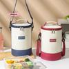 Large Capacity Portable Lunch Bag Insulated Cylindrical Thermal Cooler Tote with round Aluminum Foil Food Container FreshKeeping