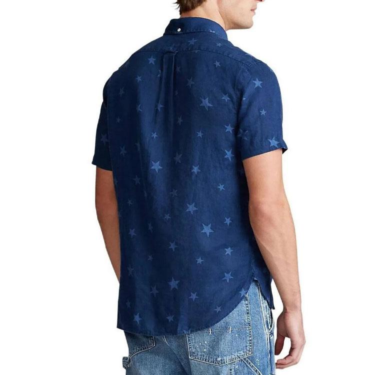 Рубашка мужская Polo Ralph Lauren SS23 с принтом звезд, однобортная, синяя 710788295-001