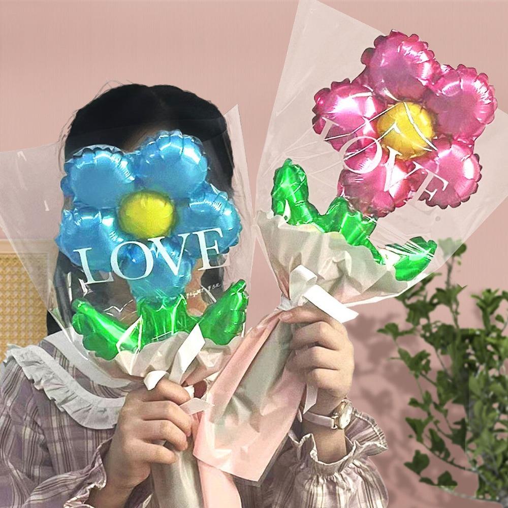 10pcs Colorful Flower Bouquet Balloon Set Aluminum Foil Five Petal Flower Balloon  Mother's Day