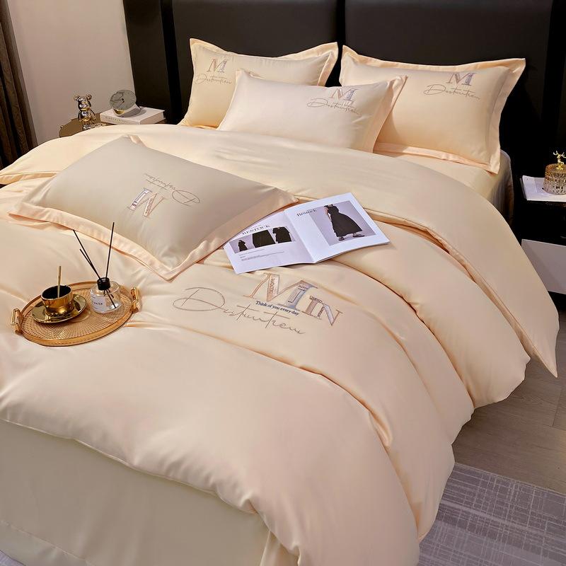 Twill Thick Embroidered Bedding Four-piece Set Bedding Four-season Universal Quilt Cover Bed Sheet Dormitory Three-piece Set