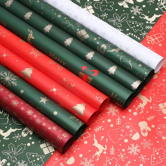 20 Sheets Christmas Wrapping Paper 22" X 22" Holiday Gift Wrap with Christmas Tree Snowflake Pattern for Party DIY Crafts Presents