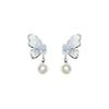 Fashion Elegant Zircon Pearl Crystal Butterfly Dangle Earring Female Light luxury Temperament Sparkling Stud Earrings For Woman