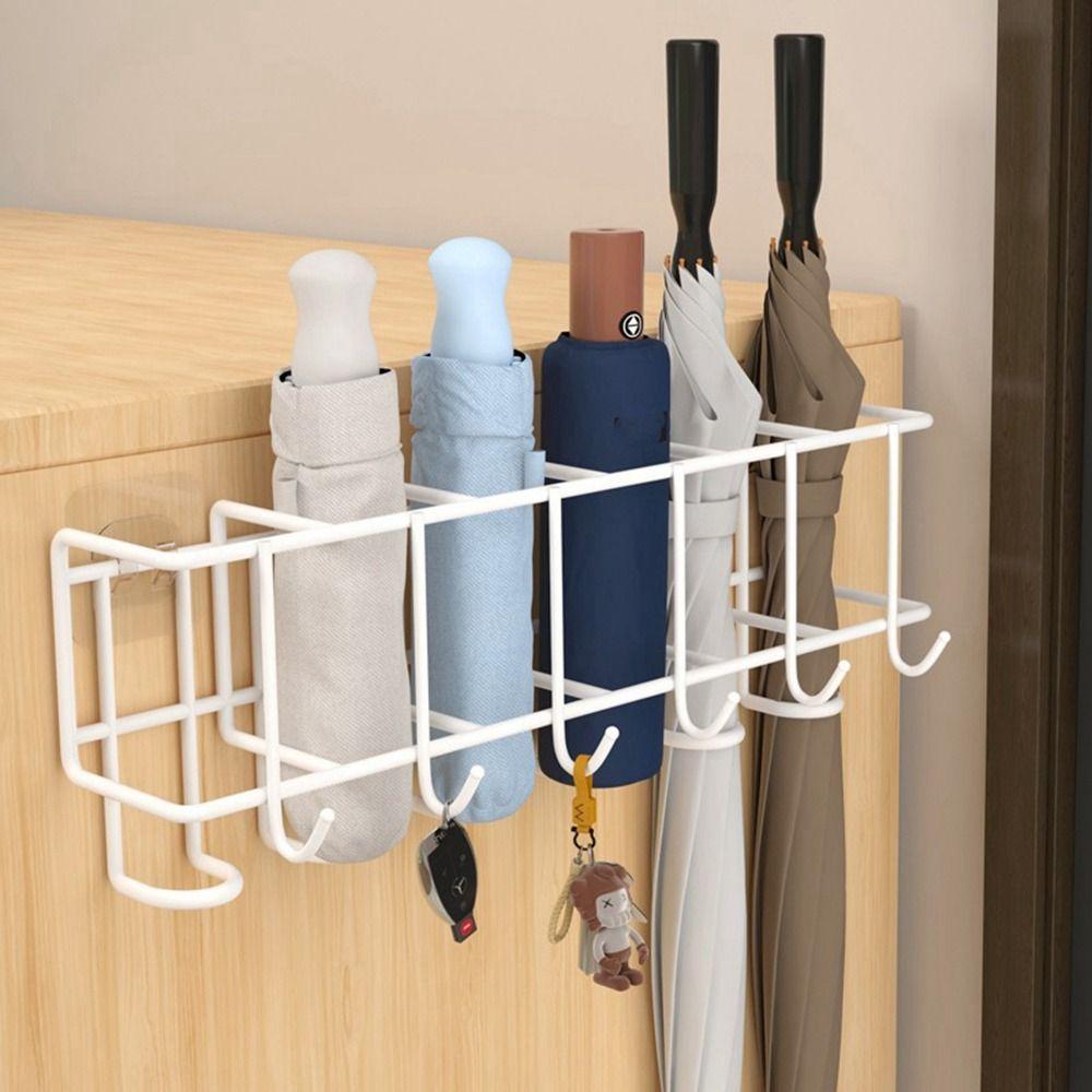 4/6 Grids Umbrella Storage Rack Metal Umbrella Holder Practical Bag Key Storage Holder Bathroom