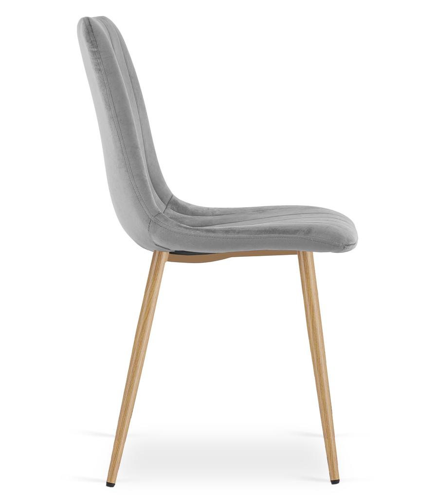 LAVA chair - light gray velvet / wood color legs x 2