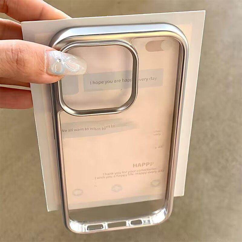 Простой чехол однотонный Совместимый для Для Iphone 16 15 11 13 17 Air 12 14 Pro Max XR 7 8 Plus X XS MAX SE Гальванизированный чехол