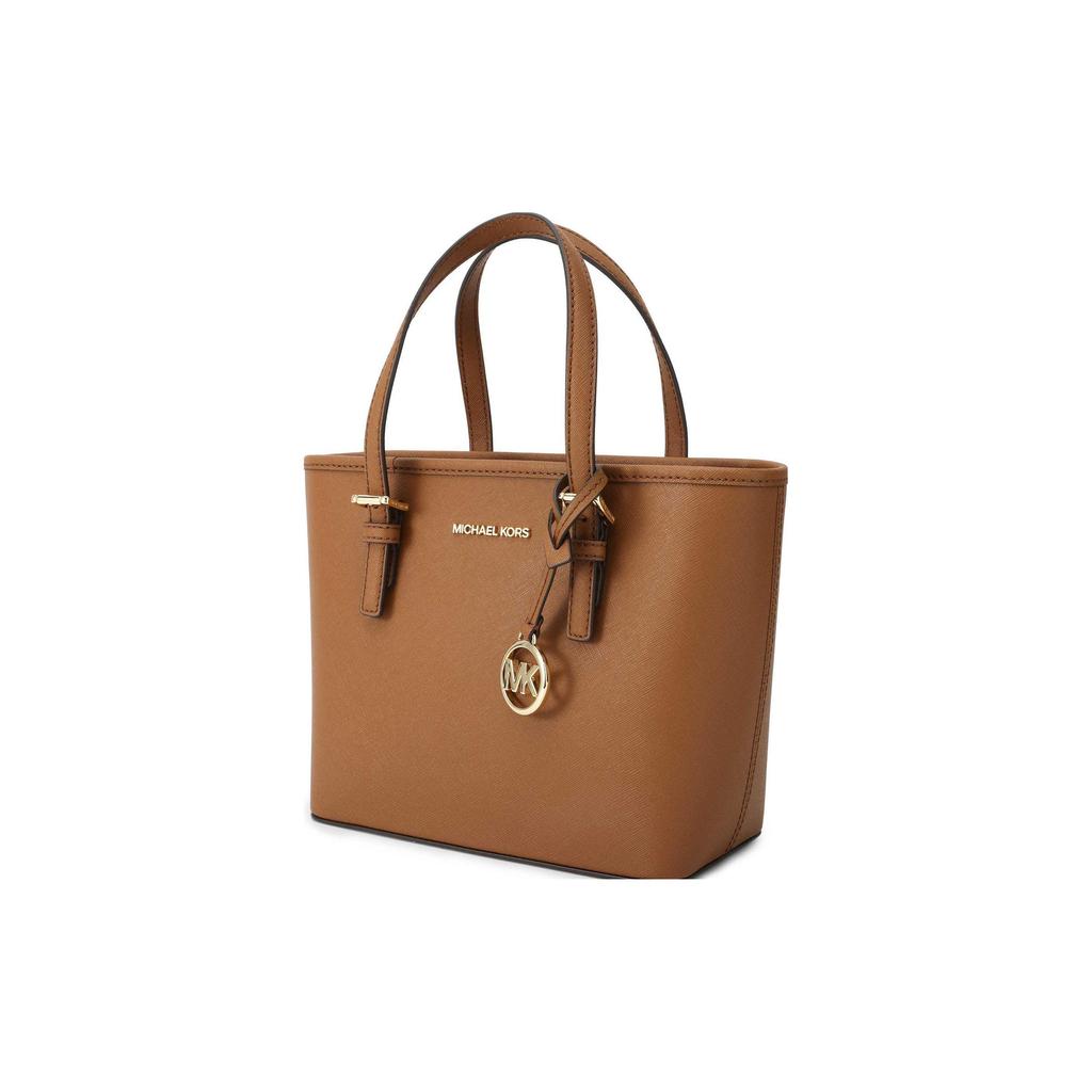 Michael Kors Mk Jet Set Однотонная Простая Кожаная Сумка-Тоут с Декором Логотипом Сумка для Покупок Сумка через Плечо Сумка-Клатч Маленькая Женская Сумка-Тоут Карамельно-Коричневая 35T9GTVT0L-LUGGAGE