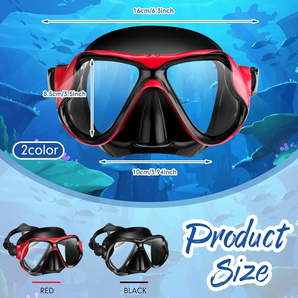 2 Pack Swimming Face Masks For Adult Swimming Snorkeling Goggles With Nose Cover Anti-Fog Clear Vision Tempered Glass For Diving Swimming