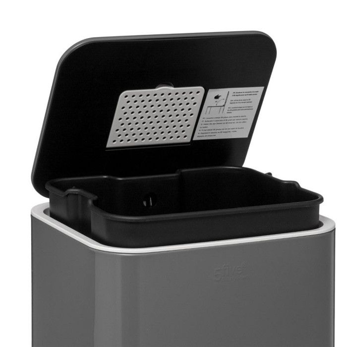 Poubelle métal "Saphir" 30 litres Atmosphéra - Gris Anthracite