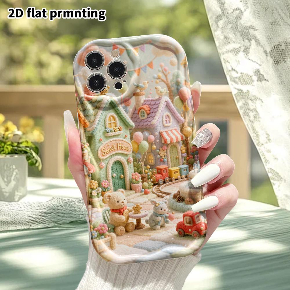 Phone Case: 2D flat, suitable for iPhone 18, 17, 16, 15, 14, 13, 12Pro protective case, small town streets, perfect Christmas and Halloween holiday gi