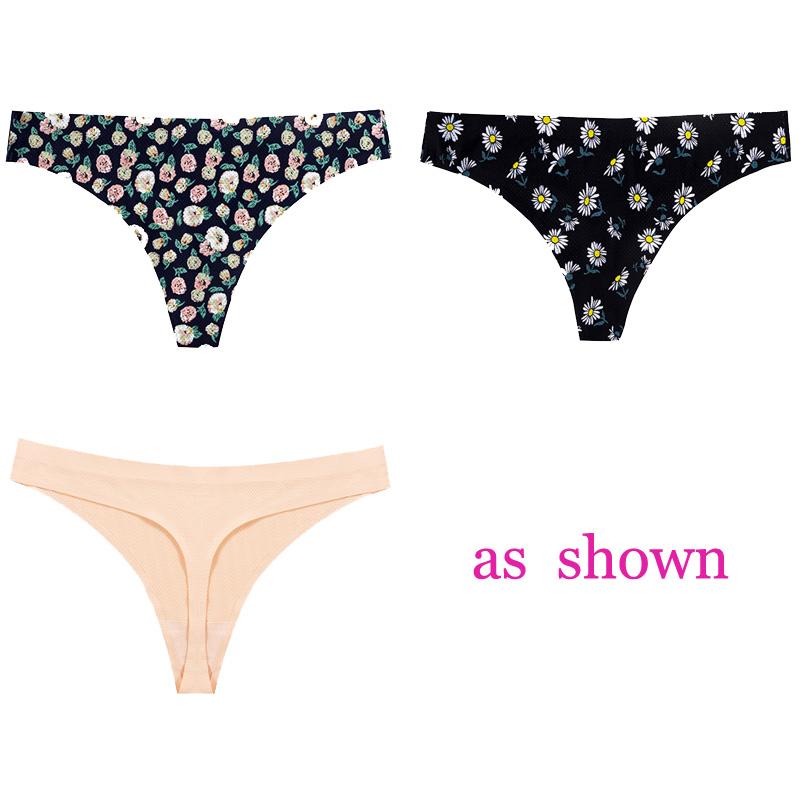CINOON 3 шт./лот, женское сексуальное нижнее белье с цветами, соблазнительные трусики с низкой талией, стринги, дышащее нижнее белье без следов, стринги, нижнее белье