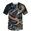 Summer Dragon Animal Pattern Tees Fashion Trend Round Neck Short Sleeved 3D Printed Casual Loose T-Shirts Men’s