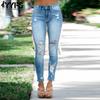 Women's Fashion Ripped Denim Casual Middle Waistline Trousers Pants & Capris Casual Trousers
