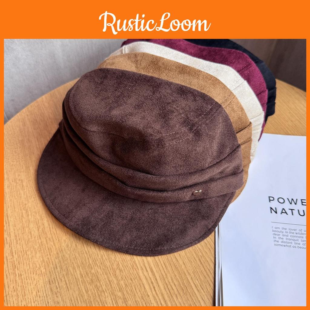 Women Solid Fashion Color Suede Flat Top Hat For Autumn And Winter Wearing