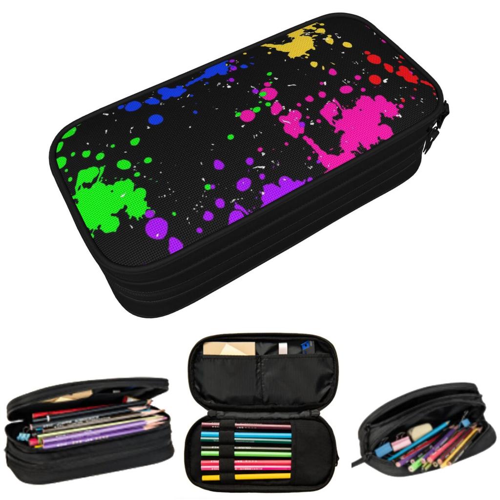 Colorful Graffiti Splatter Print Pencil Case for Students Gifts Pen Box Pencil Bag Stationery Supplies Pen Holder Bag