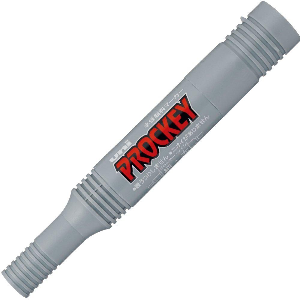 Маркер Mitsubishi Pencil Procky Twin на водной основе, Тонкий + Широкий наконечник, Серый, PM150TR.37, Упаковка 10 шт.