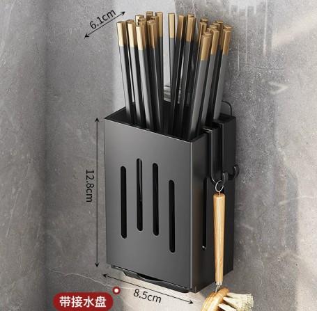 Chopsticks Holder Container with Hook Kitchen Utensil Organizer Box with Drainage Tray Compact Design for Countertop Storage