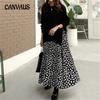 Spring and Autumn Plus Size Long Sleeve T-Shirt Splicing Printed Big Swing Dress Round Neck Long Dress