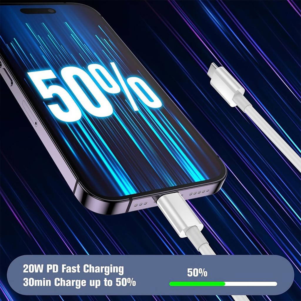 1-2Set 20W US USB C Port Fast Charger For iPhone 14 13 12 11 Pro Max Plus XR Xs 7 8 3.3 Ft USB C Fast Charging Cable Accessories
