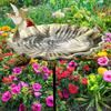 Metal Bird Bath Garden Bird Feeder with Metal Stake Flower Shape Bee Cup Hummingbird Feeder for Lawn Courtyard Patio