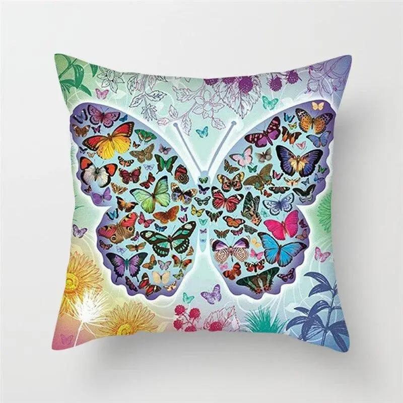 Colorful ButterflyPatterned Cushion Covers Pattern Cushion Cover Suitable For Sofa Bedroom Car Pillow Cover