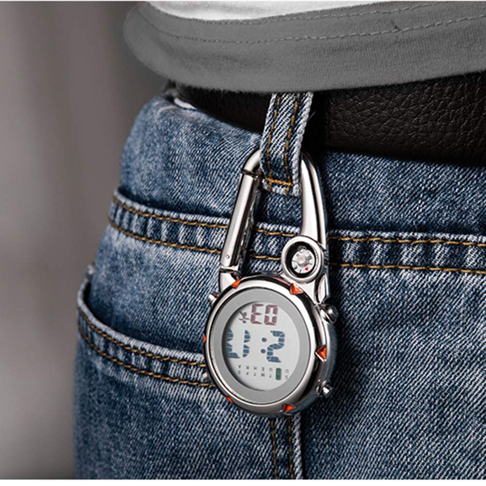 Lancardo Carabiner Watch Водонепроницаемые часы с карабином Цифровой календарь Будильник Компас Карманные часы Брелок с зажимом Карманные часы мужские