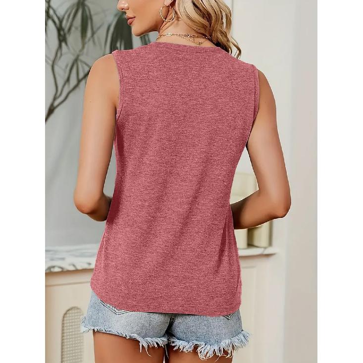 Blue Ink Wash Butterfly Print Women Sleeveless Vest Round Neck Skin Friendly Medium Elastic Casual Daily Tank Top