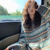 Winter Autumn Retro Jacquard Knitwear Pullover Sweaters for Women Top Vintage Long Loose Sweats Warm Jersey Jumper