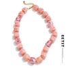 2025 Trendy Fashion Acrylic Pink Coffee Square Chain Handmade Necklace Waterproof Exclusive New Arrivals Collar Jewelry