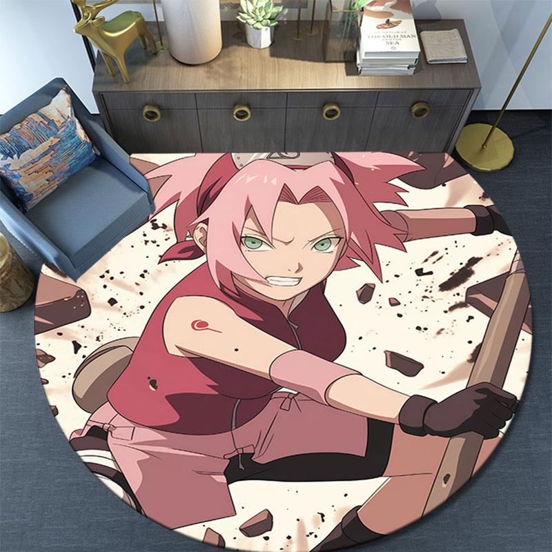 Sakura Pink Theme,Round Area Rug,Carpet Rug for Living Room Bedroom Sofa Playroom Decor,Non-slip Floor Mat