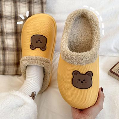 Мультяшные хлопковые тапочки женские зимние толстоподошвенные милые домашние теплые нескользящие плюшевые тапочки мужские зимние