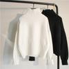 Black White Autumn Winter Sweaters Women Soft Thick Loose Fit Knitted Pullovers Long Sleeve Turtleneck Sweater