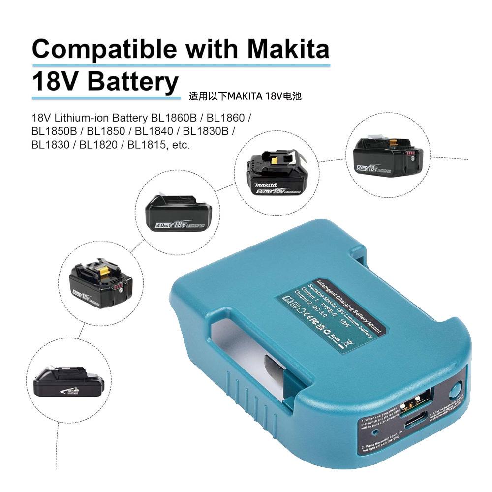 Для Makita 18V с USB с Type-C Держатель аккумулятора для аккумулятора Makita 18V BL1840 BL1850 BL1860 Зарядное устройство Адаптер Зарядка