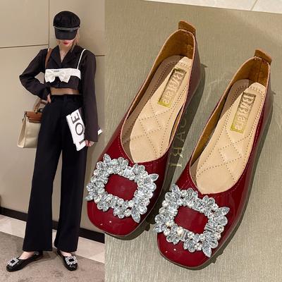 Летние новые женские туфли-одиночки с квадратной головкой и стразами на высоком каблуке, женские туфли на толстом каблуке для полных ног, широкие, большие размеры для женщин