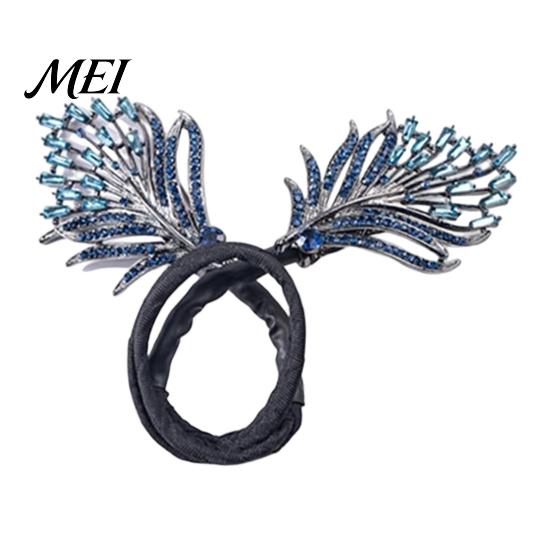 Safe Hairpin for Active Use Hair Bun Pin, Blue Feather Decor Maker Hairpin, Metal Fitness Accessories Construction Accessory Work Gym Dance