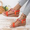 Summer String Bead Wedge Sandals 2025 New Women's Shoes Elastic Band Women's Sandals Fashion Color Matching Casual Sandals Women