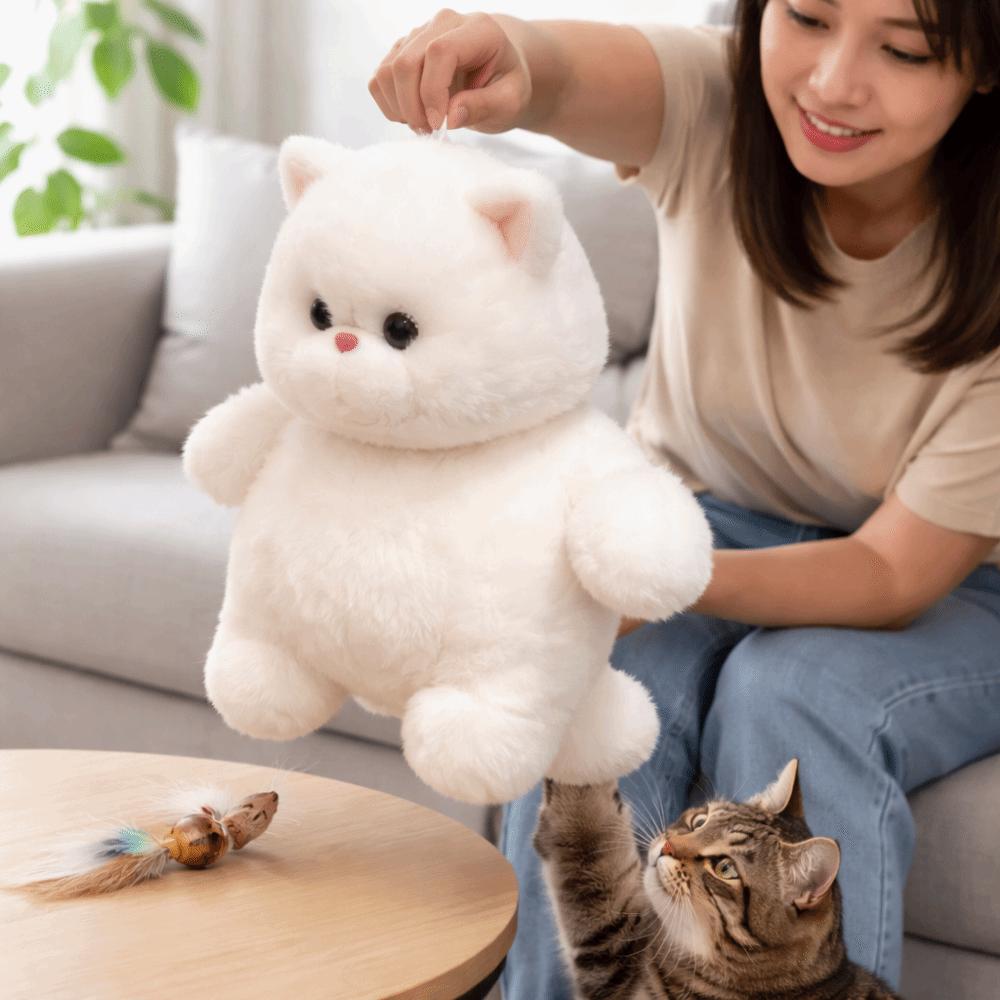 Chubby Shape White Cat Plush Toy Soft Toys Cat Doll Ideal Gift Stuffed Animal Home Decor