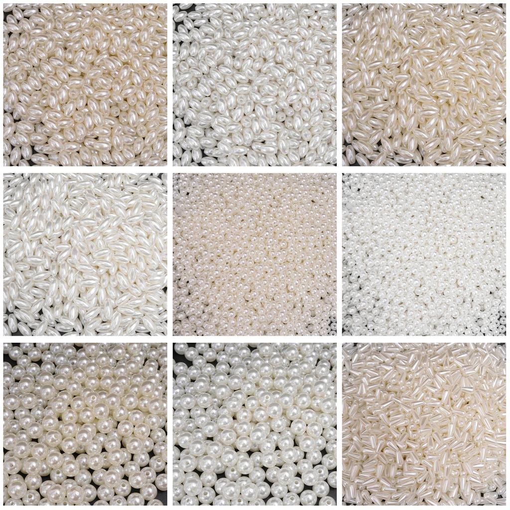 50-100 шт. высокоглянцевые бусины из АБС-пластика с жемчугом и интервалом для самостоятельного изготовления ювелирных изделий из браслета и ожерелья