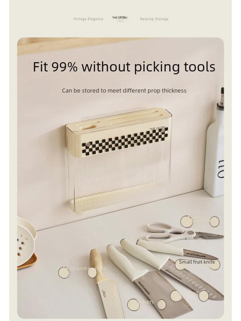 Настенная стойка для хранения ножей, пластиковый слив без проколов для кухни