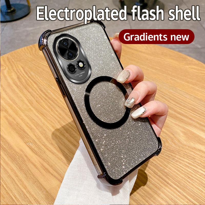 Ударопрочный прозрачный магнитный чехол для телефона с кольцом для Huawei Nova 12i 12 11 10 9 8 7 6 5 Pro 9SE 7SE P70 P60 P50 5G блестящий роскошный чехол