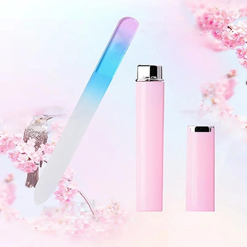 1шт цветная стеклянная пилочка для ногтей профессиональная полированная пескоструйная стеклянная пилочка для ногтей доступна с обеих сторон маникюрные инструменты