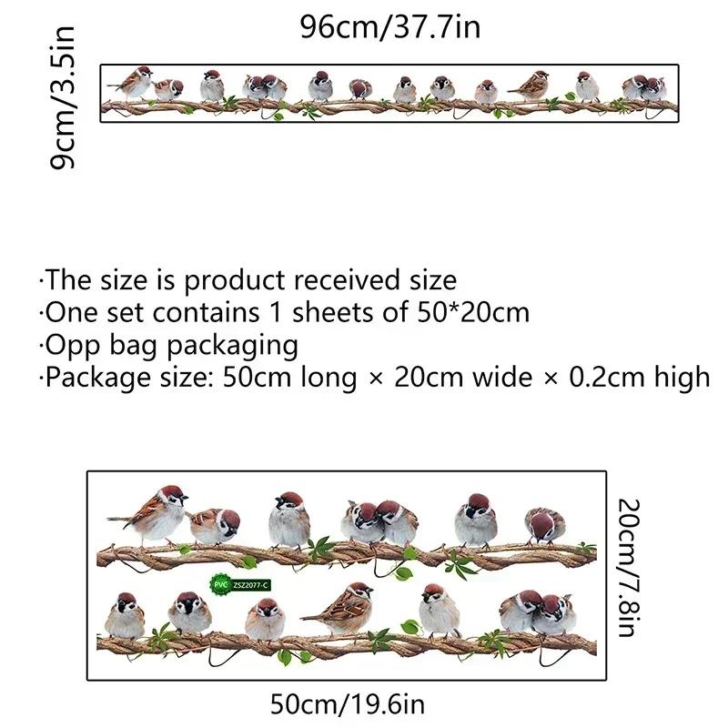 Ряд птиц, сидящих на лозе, Декор для гостиной, Домашний декор, Мультяшная лоза, Наклейка на стену с птицами, Съемная наклейка на стену для детской