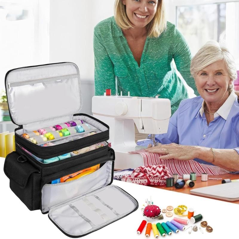Двухслойный ящик для хранения швейных принадлежностей, водонепроницаемый, износостойкий тканевый органайзер для рукоделия с плечевыми ремнями