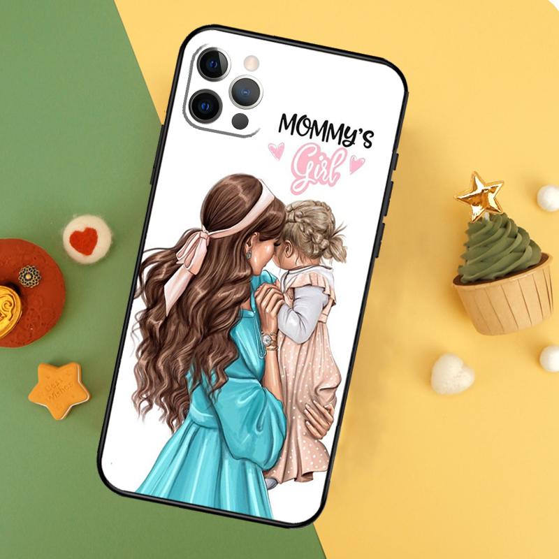 Красивый чехол Мама Дочь Сын для iPhone 13 12 Mini 11 14 16 15 Pro Max 7 8 Plus X XR XS Max Задняя крышка