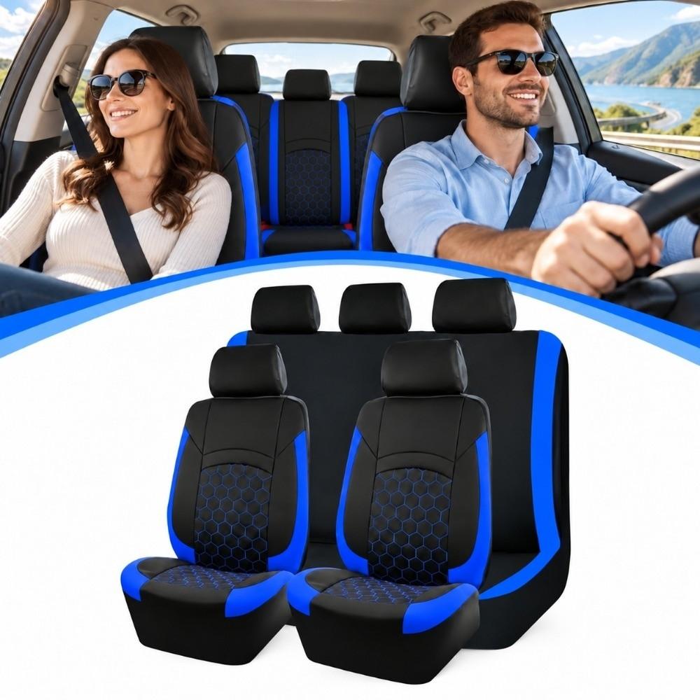 9PCS Split Vehicle Seat Covers with Hooks Auto Seat Protectors Car Seat Covers Front Rear Seats