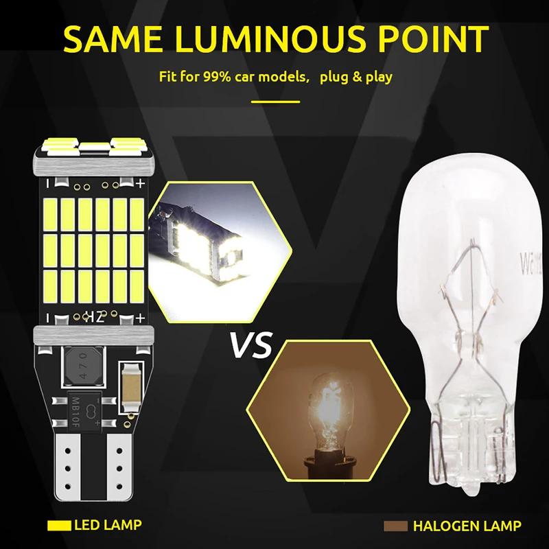 2 шт. T15 W16W 921 912 T16 902 светодиодные лампы высокой мощности 45 шт. 4014SMD супер яркие 1200LM для замены фонарей заднего хода автомобиля 12 В белые