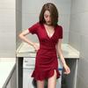 Женское сексуальное платье с v-образным вырезом и глубоким вырезом, короткая летняя талия, тонкая утягивающая сумка на груди, юбка на бедрах, платье «рыбий хвост»
