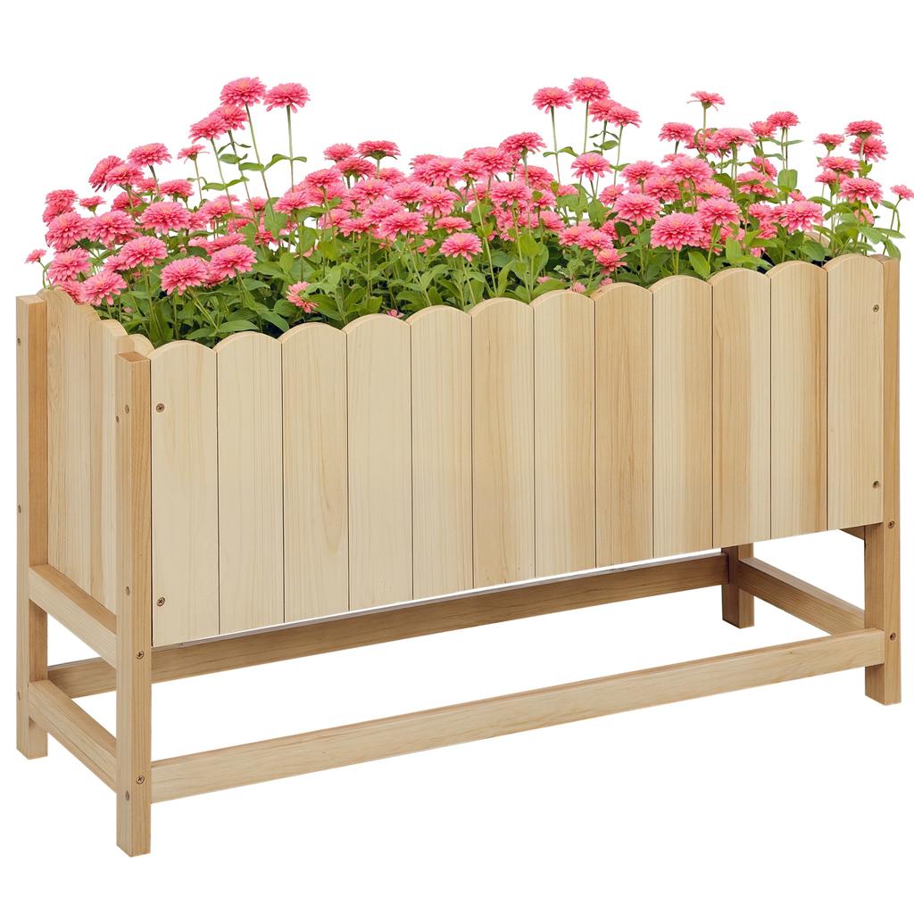 Outdoor Vertical Wooden Planter with Drainage Hole and Inner Lining, 86x30x50 cm
