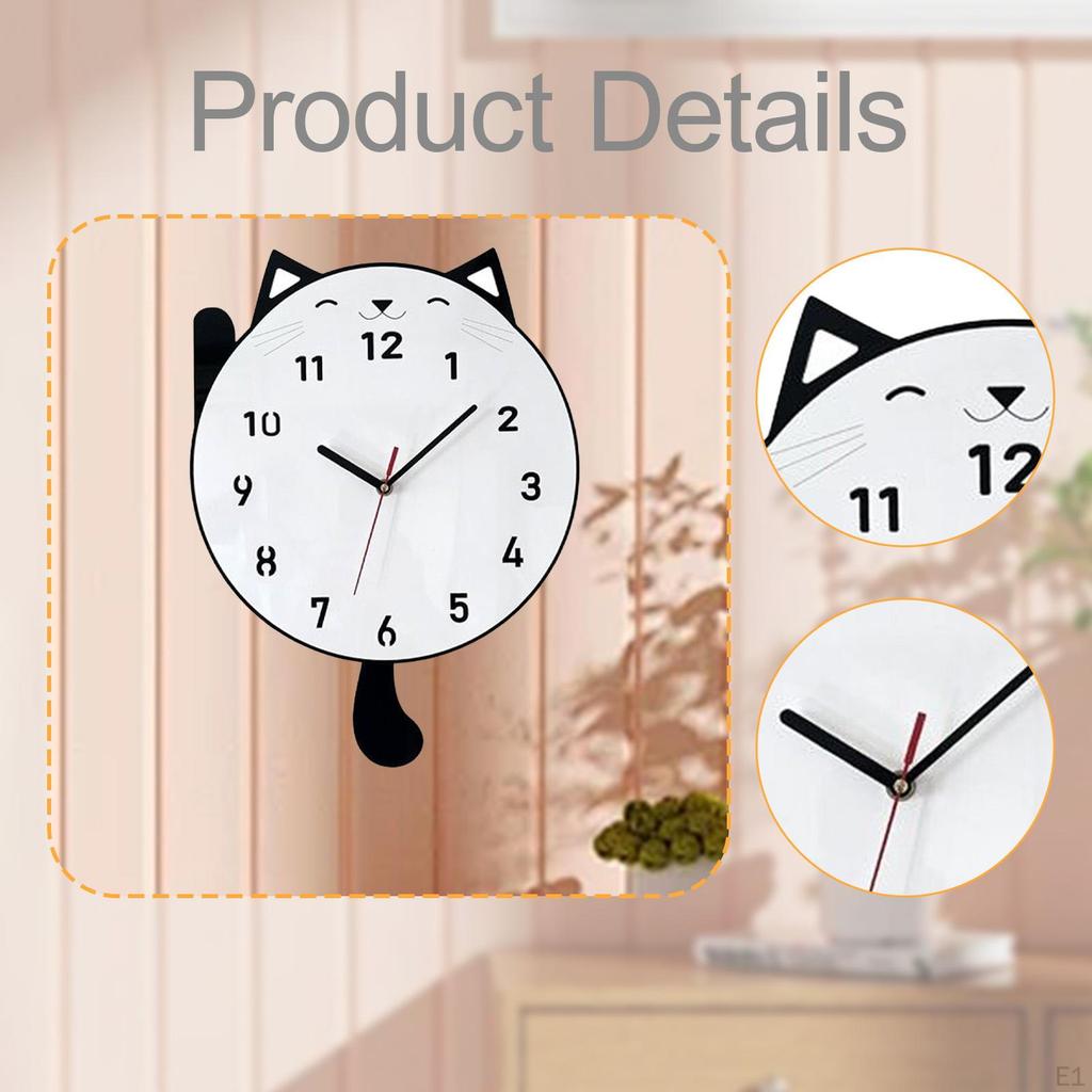 Clock Decorative Cute Acrylic Stylish Wall Ornament Silent for Dining Room Bedroom Kitchen