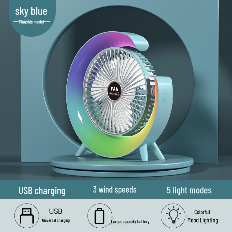 Colorful USB Rechargeable Desktop Horse Fan: Portable and Ideal for Dorm Rooms